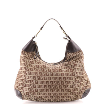 Fendi Vintage Zip Hobo Zucchino Canvas Large