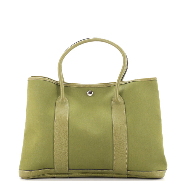 Hermes Olive Green Canvas Garden Party Bag