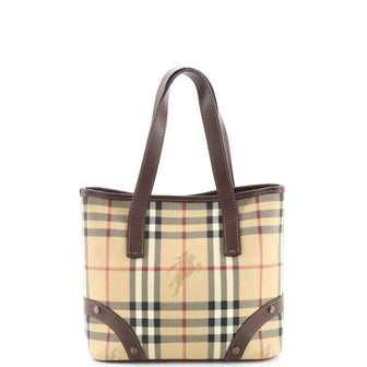 Burberry Top Handle Tote Haymarket Coated Canvas Medium