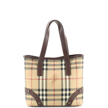 Burberry Top Handle Tote Haymarket Coated Canvas Medium