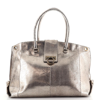 Salvatore Ferragamo Convertible Soft Sofia Tote Python Large