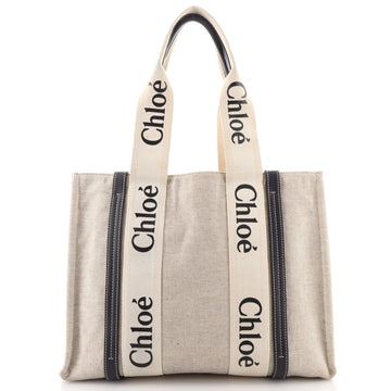 Chloe Woody Tote Canvas with Leather Medium