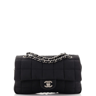 Chanel Chocolate Bar Camera Flap Bag Quilted Nylon Small