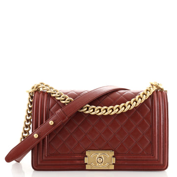 Chanel Boy Flap Bag Quilted Lambskin Old Medium