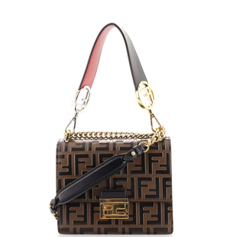 Fendi Kan U Shoulder Bag Zucca Embossed Leather Small