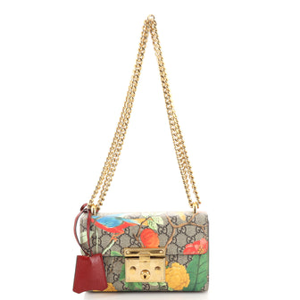 Gucci Padlock Shoulder Bag Tian Print GG Coated Canvas Small