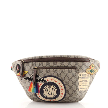 Gucci Courrier Zip Belt Bag GG Coated Canvas with Applique