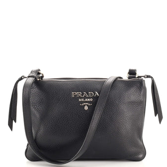 Prada Double Zip Crossbody Bag Vitello Daino Small