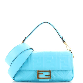 Fendi Baguette NM Bag Zucca Embossed Leather Medium