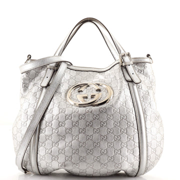 Gucci Britt Web Convertible Satchel Guccissima Leather Large