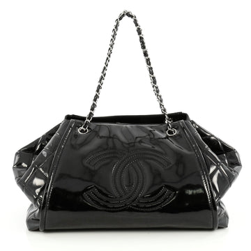 Chanel Lipstick Accordion Tote Patent Vinyl Large Black 1874704