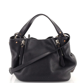 Burberry Maidstone Tote Leather and House Check Canvas Small