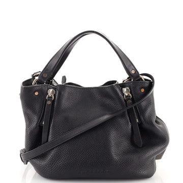 Burberry Maidstone Tote Leather and House Check Canvas Small