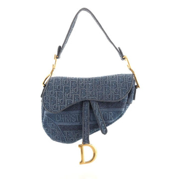 Christian Dior Saddle Handbag Oblique Denim Medium