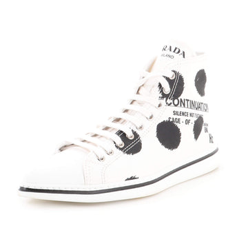 Prada Women's Polka Dot Pointed Toe High-Top Sneakers Canvas