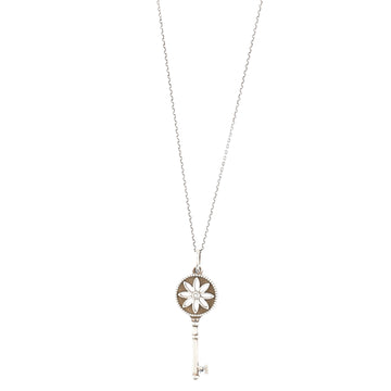 Tiffany & Co. Daisy Key Pendant Necklace Sterling Silver with Diamond Small