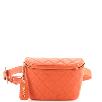 Chanel Vintage Zip Belt Bag Quilted Caviar Small