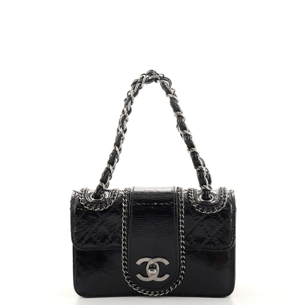Chanel Madison Flap Bag Quilted Patent Small Black 1875503