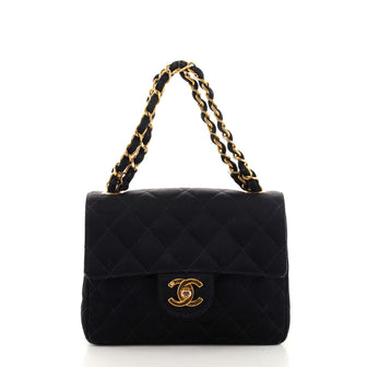 Chanel Vintage Square Classic Single Flap Bag Quilted Satin Mini