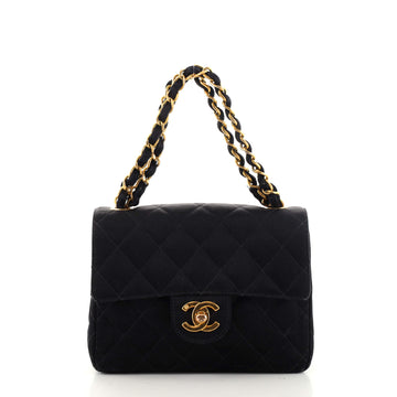Chanel Vintage Square Classic Single Flap Bag Quilted Satin Mini
