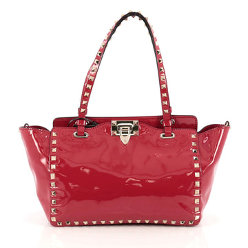Valentino Rockstud Tote Soft Patent Small Red 1875701