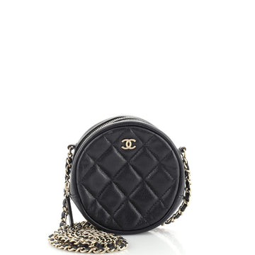 Chanel Round Clutch with Chain Quilted Caviar Mini