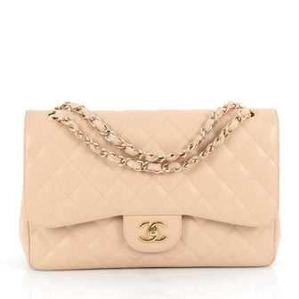 Chanel Classic Double Flap Bag Quilted Caviar Jumbo Brown