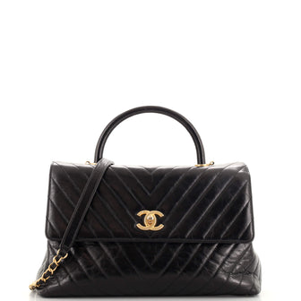 Chanel Coco Top Handle Bag Chevron Calfskin Medium