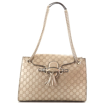 Gucci Emily Chain Flap Shoulder Bag Guccissima Leather Large