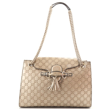 Gucci Emily Chain Flap Shoulder Bag Guccissima Leather Large