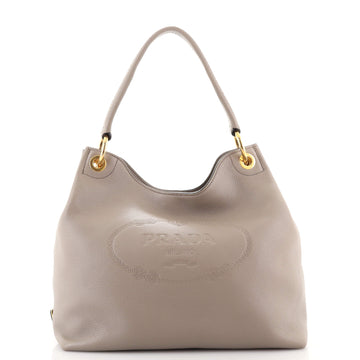 Prada Logo Hobo Embossed Vitello Daino Medium