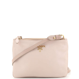 Prada Double Zip Crossbody Bag Vitello Daino Small