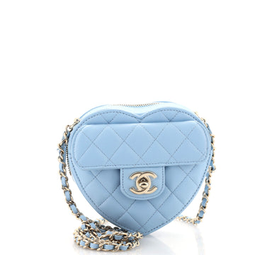 Chanel CC in Love Heart Clutch with Chain Quilted Lambskin