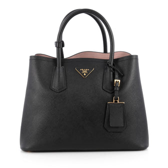 Prada Cuir Double Tote Saffiano Leather Medium Black