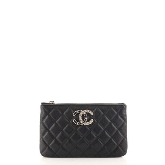 Chanel French New Wave O Case Pouch Quilted Caviar Small