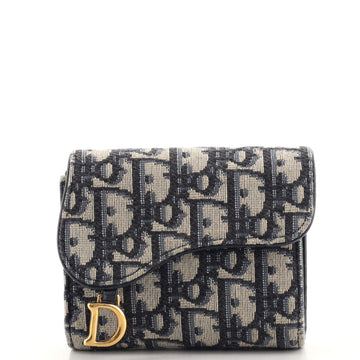 Christian Dior Saddle Lotus Wallet Oblique Canvas Mini