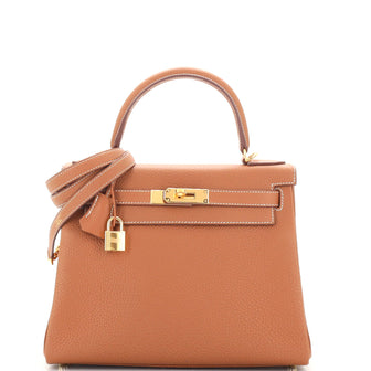 Hermes Kelly Handbag Brown Togo with Gold Hardware 28