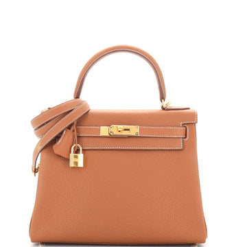Hermes Kelly Handbag Brown Togo with Gold Hardware 28