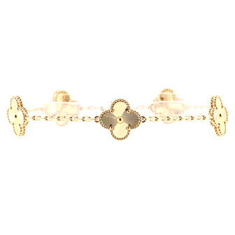 Van Cleef & Arpels Vintage Alhambra 5 Motifs Bracelet Guilloche 18K Yellow Gold
