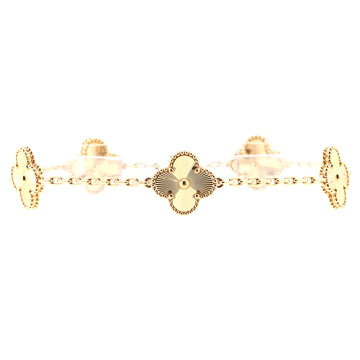 Van Cleef & Arpels Vintage Alhambra 5 Motifs Bracelet Guilloche 18K Yellow Gold