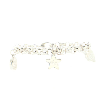 Gucci Interlocking G Heart Star Charm Bracelet Sterling Silver