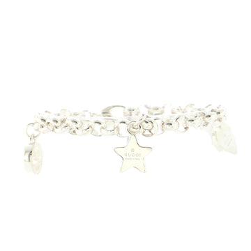 Gucci Interlocking G Heart Star Charm Bracelet Sterling Silver