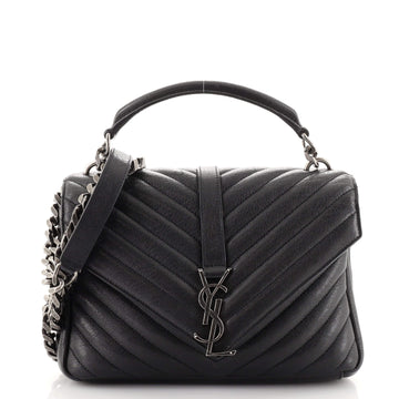 Saint Laurent Classic Monogram College Bag Matelasse Chevron Leather Medium