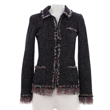 Chanel Women's Vintage Paris-New York Fringe Trim Jacket Tweed
