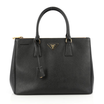 Prada Double Zip Lux Tote Saffiano Leather Medium Black 1878407