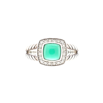 David Yurman Petite Albion Ring Sterling Silver with Green Onyx and Diamonds 7mm