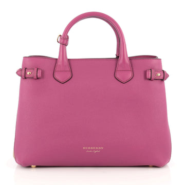 Burberry Banner Convertible Tote Leather and House Check Canvas Medium Pink