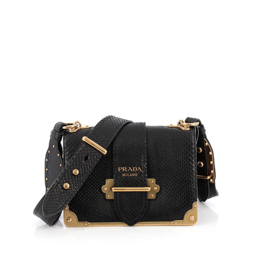Prada Cahier Crossbody Bag Python Small Black