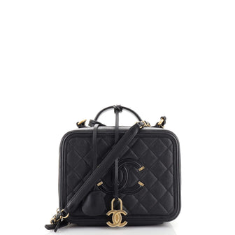 Chanel Filigree Vanity Case Quilted Caviar Medium