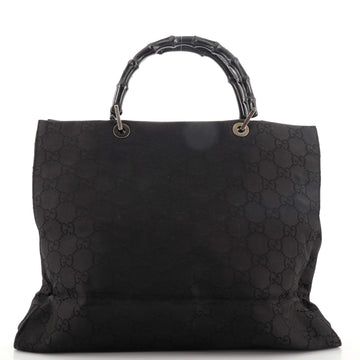 Gucci Vintage Bamboo Handle Tote GG Nylon Large